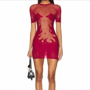 POSTER GIRL Red Mesh Mini Dress